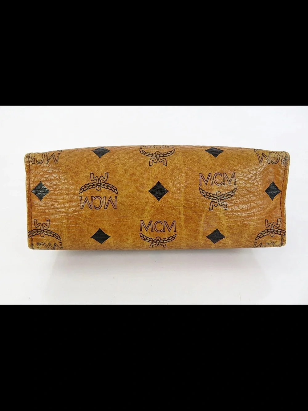 MCM Cognac Logo Visetos Cosmetic Pouch